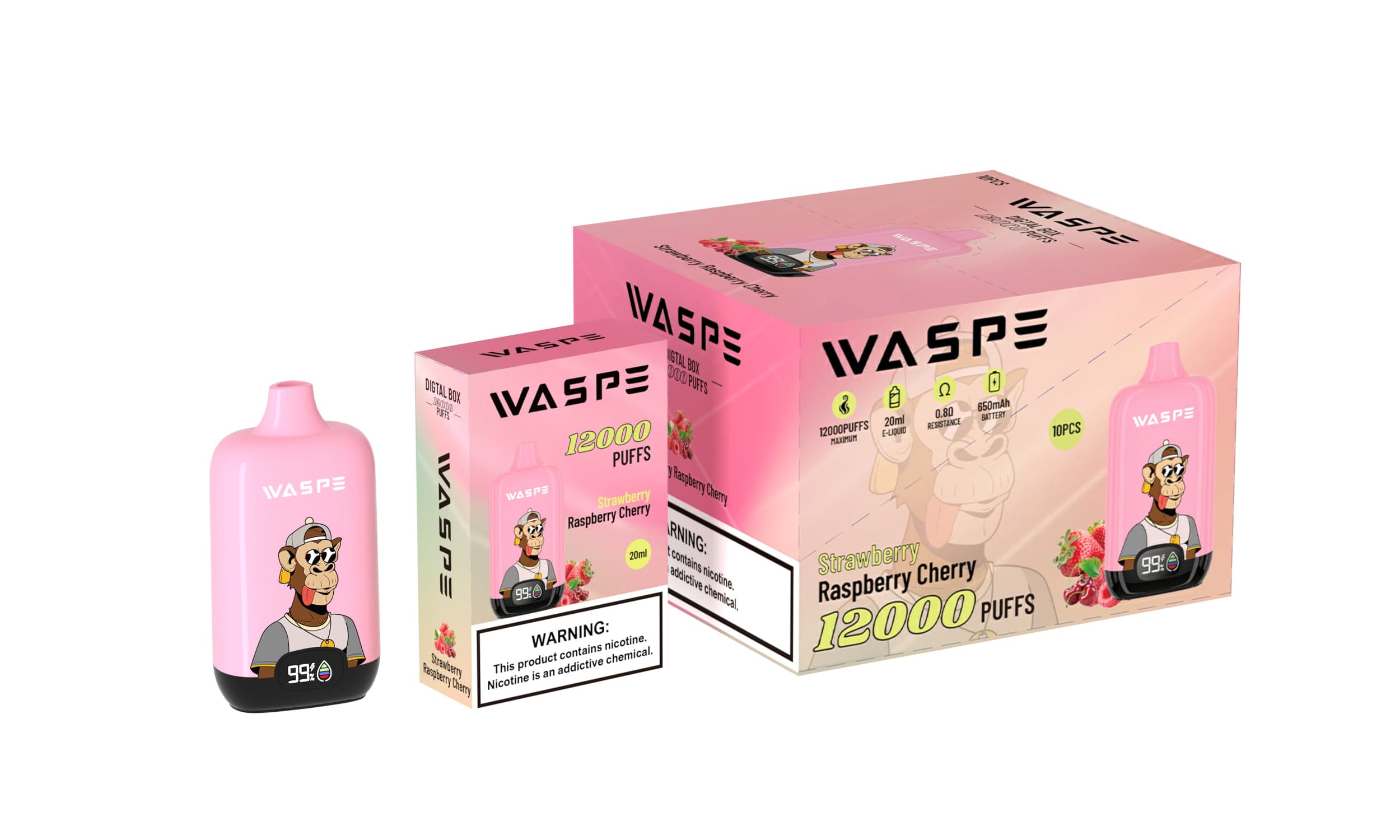 WASPE 12000 Puffs Digital Box Disposable Vape Popularity Cigarette 