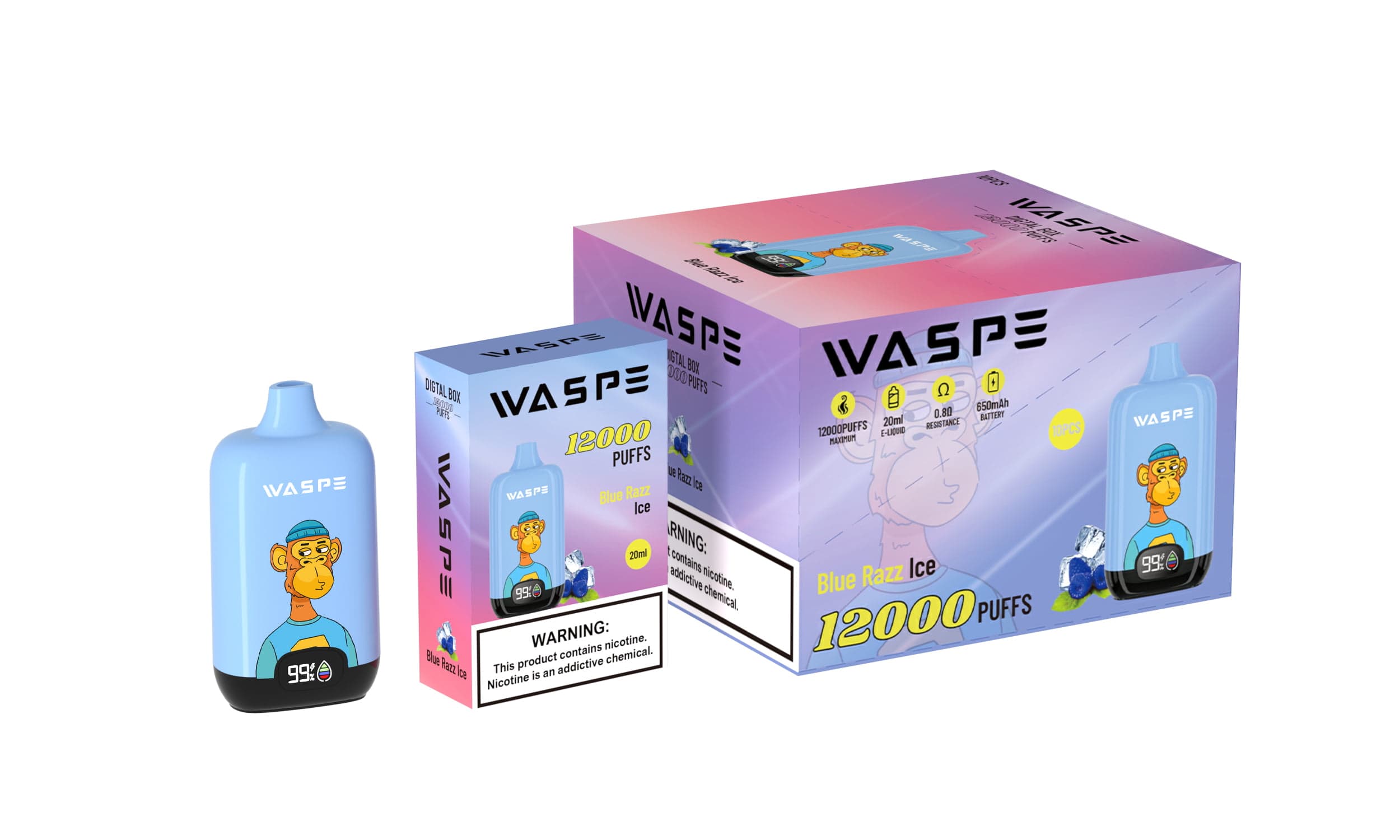 WASPE 12000 Puffs Digital Box Disposable Vape Popularity Cigarette 