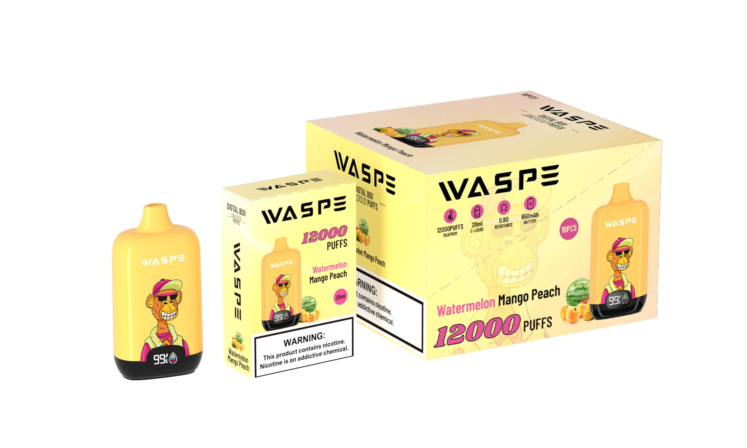 WASPE 12000 Puffs Digital Box Disposable Vape Popularity Cigarette 