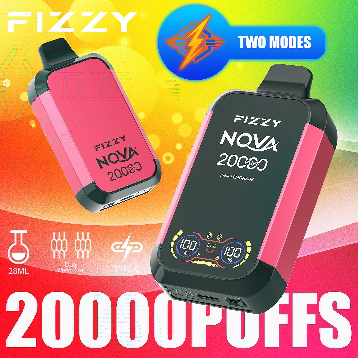 Fizzy Nova 20000 Puffs Disposable Vape | Dual Mesh Coil