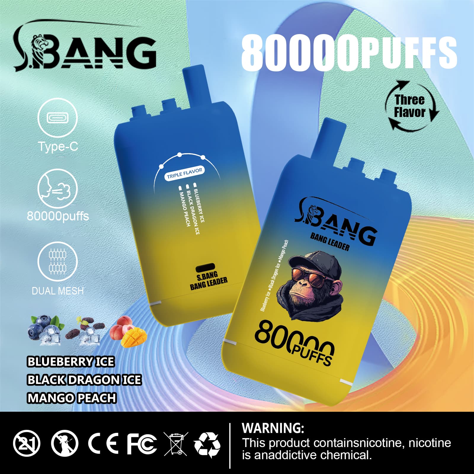 Bang Leader 80K Puffs : Three Flavors Disposable Vape with Type-C ...