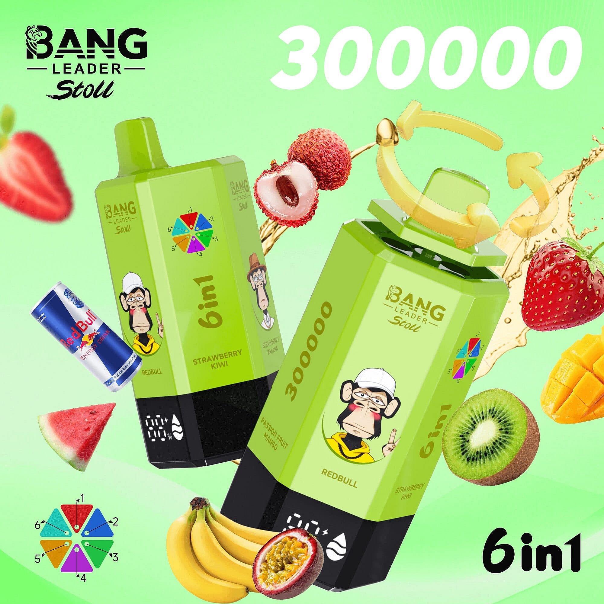 Bang Leader Stoll 300000 300K Puffs: Vape desechable recargable de ...