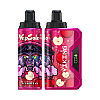 Två färgglada vape-enheter med design med körsbärstema, med konstnärliga illustrationer och ett livfullt rosa-rött färgschema.