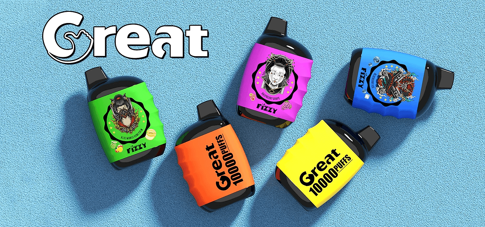 Fizzy Great - Compact Mesh Coil Disposable Vape Banner - SleekVape Fizzy Great Compact Mesh Coil Disposable Vape Banner showcasing a sleek, modern design with vibrant colors and product highlights for a premium vaping experience.