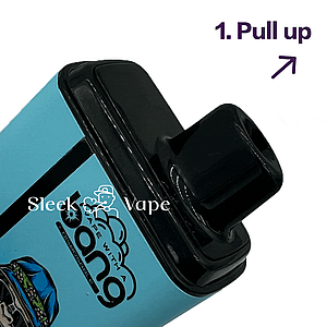 Pulling up the mouthpiece of a vape device.