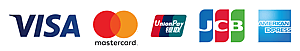 Logos of major credit card companies: Visa, Mastercard, UnionPay, JCB, and American Express.