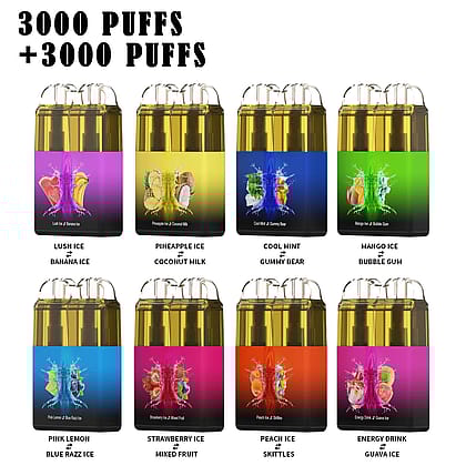 3000 dispositivi di svapo in vari gusti, tra cui Lush Ice, Pineapple Ice, Cool Mint, Mango Ice, Pink Lemon, Strawberry Ice, Peach Ice ed Energy Drink.
