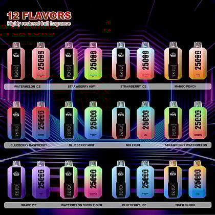 Bang 25000 25k Puffs 0% 2% 3% 5% Nicotina Nueva Pantalla LED Vape Desechable