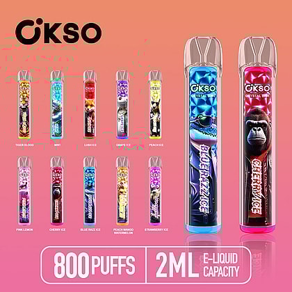 El vaporizador desechable OKSO Crystal Bar 800 Puffs ofrece una bobina de malla, LED RGB, e-líquido de 2 ml, batería de 400 mAh y 10 sabores para un vapeo suave y elegante.