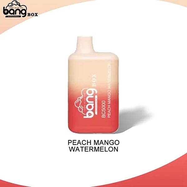 Peach Mango Watermelon flavored Bang Box BC5000 disposable vape.