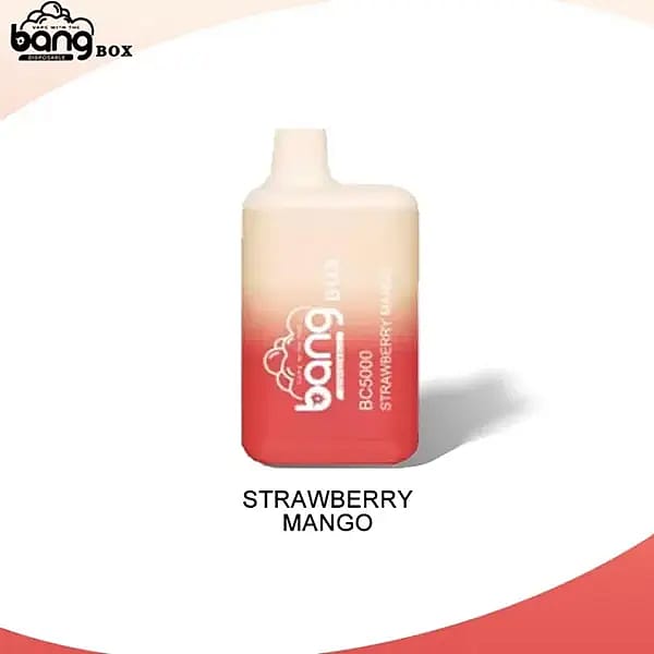 Strawberry Mango flavored disposable vape with a gradient design, labeled "bang BUDD BC5000."