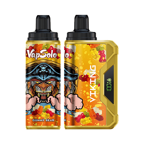 VapSolo Viking 12K Puffs Disposable Vape erbjuder justerbart luftflöde, LCD-skärm, Type-C snabbladdning och mesh coil-teknik för smakfull vaping.