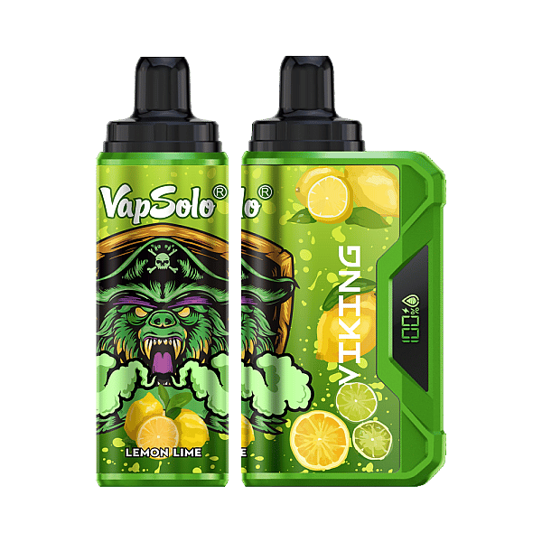 VapSolo Viking 12K Puffs Disposable Vape erbjuder justerbart luftflöde, LCD-skärm, Type-C snabbladdning och mesh coil-teknik för smakfull vaping.