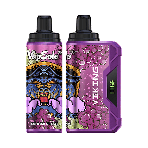 Lila VapSolo elektronisk vape-enhet med en grafisk design av en våldsam, rytande apa omgiven av lila rök, med texten "Summer Dream" längst ner.
