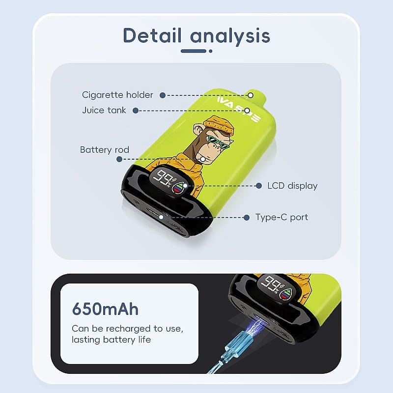 WASPE 12000 Puffs Digital Box Vape Popularité Cigarette Pod jetable