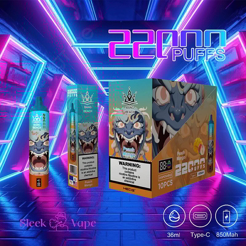 Bang Beach 22000 Puffs 0% 2% 3% 5% Nikotin LED-Anzeige neue elektronische Zigarette Stift