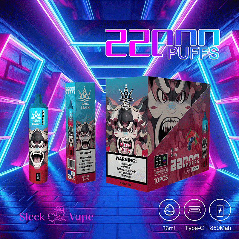 Bang Beach 22000 bouffées 0% 2% 3% 5% Nicotine LED Display New Electronic Cigarette Pen