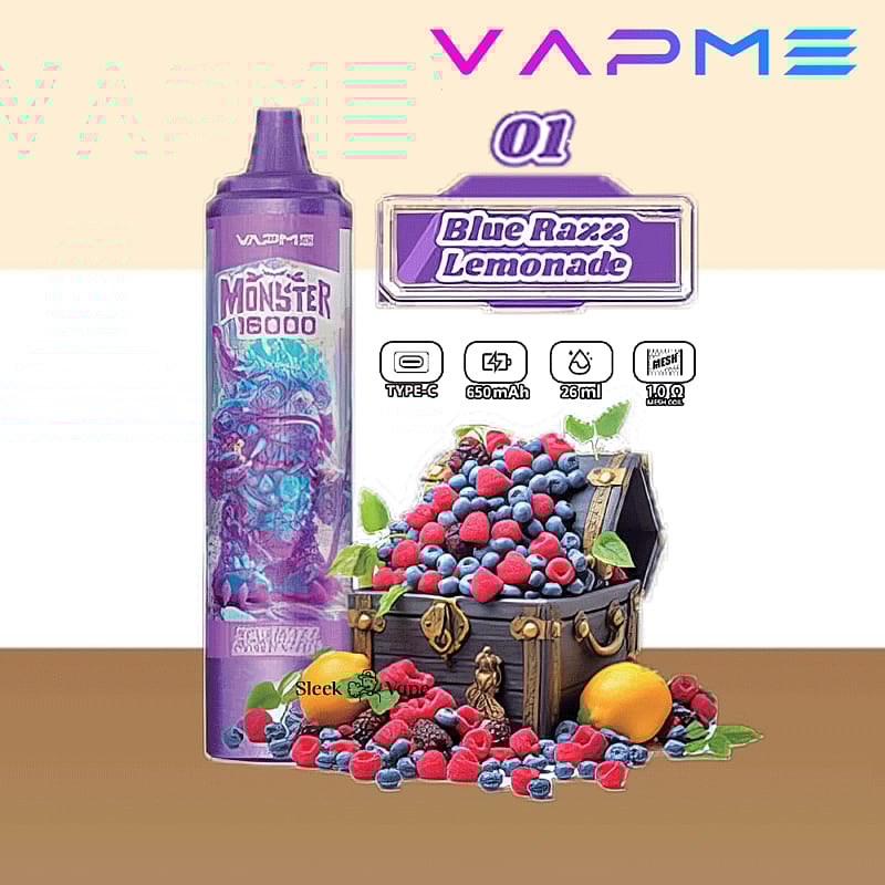 VAPME Monster 16000 bouffées 2% 5% Nicotine LED Display New Electronic Cigarette Pen