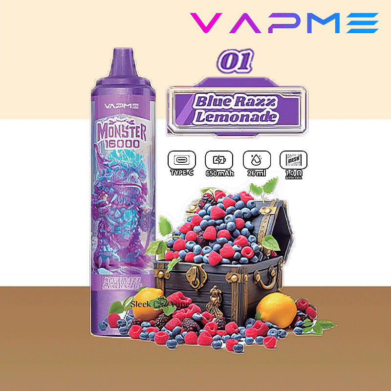 VAPME Monster 16000 Puffs 2% 5% Nicotine LED Display New Electronic Cigarette Pen