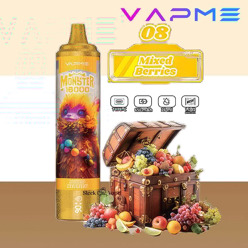 VAPME Monster 16000 bouffées 2% 5% Nicotine LED Display New Electronic Cigarette Pen