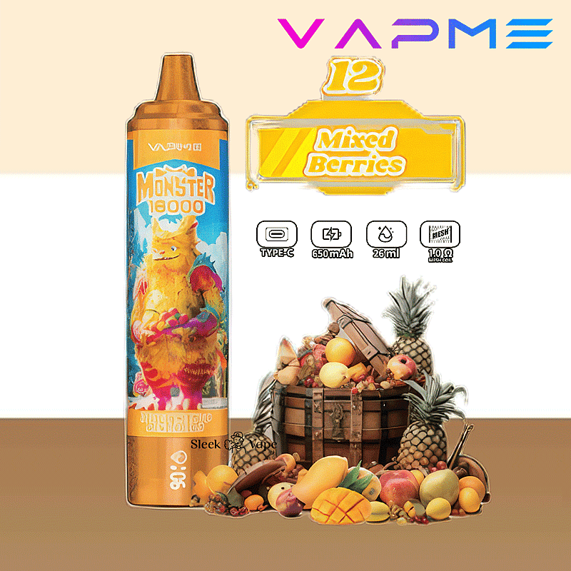 VAPME Monster 16000 Puffs 2% 5% Nicotine LED Display New Electronic Cigarette Pen