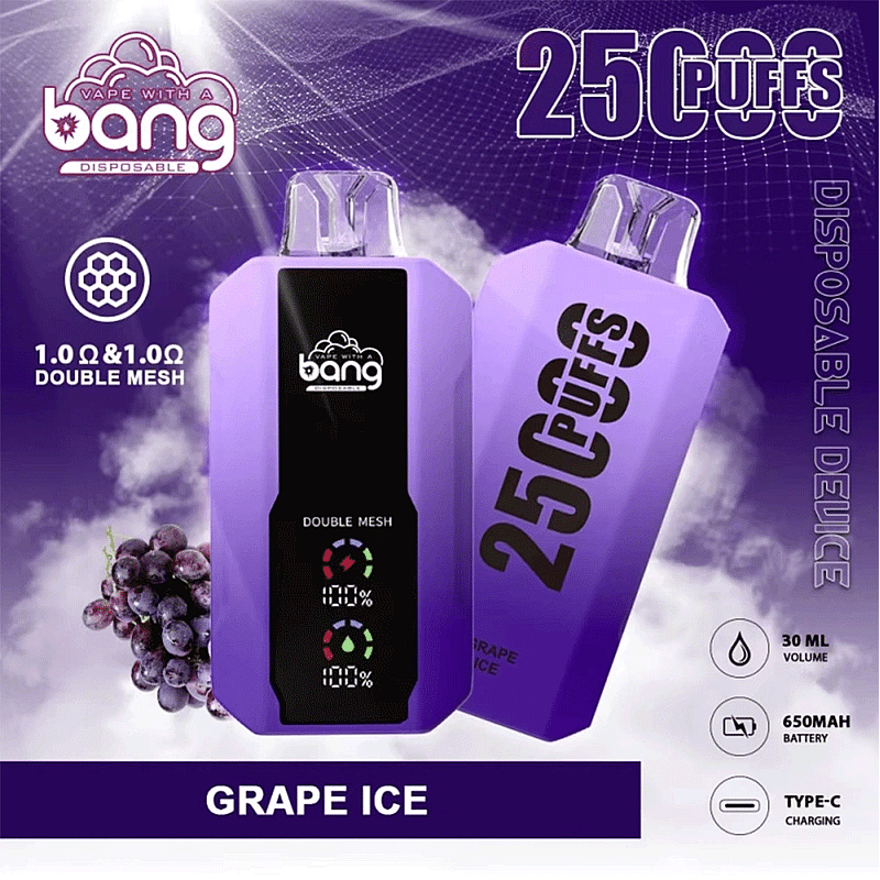 Bang 25000 25k Puffs 0% 2% 3% 5% Nicotine New LED Display Disposable Vape