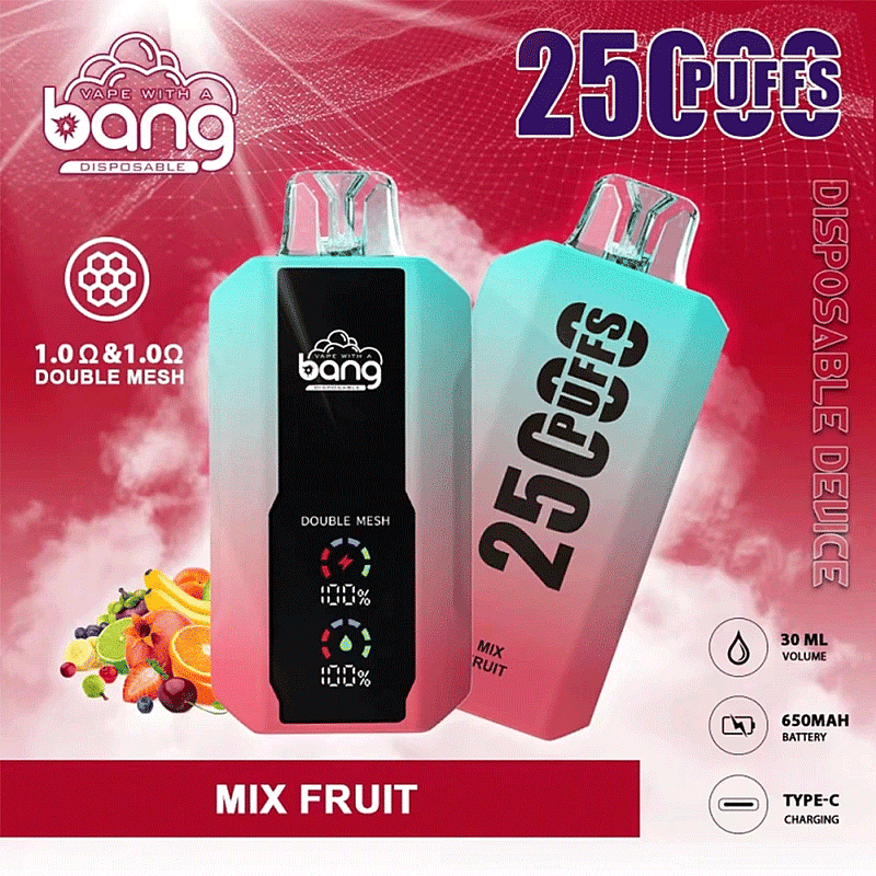 Bang 25000 25k Puffs 0% 2% 3% 5% Nicotine New LED Display Disposable Vape