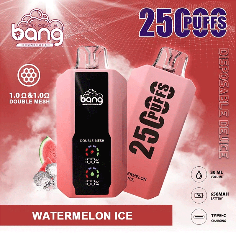 Bang 25000 25k Puffs 0% 2% 3% 5% Nicotine New LED Display Disposable Vape
