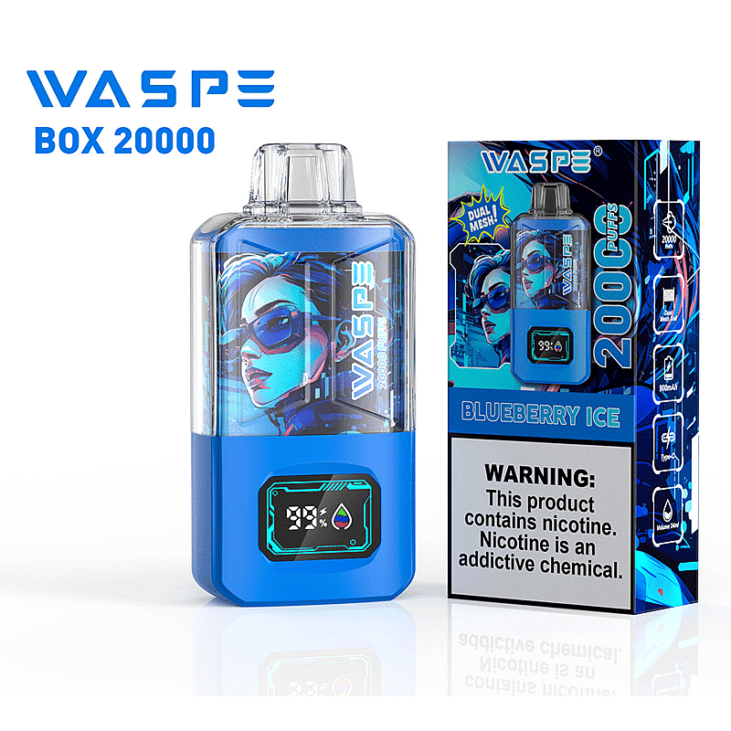 WASPE 20000 20K Puffs 0% 2% 3% 5% Nicotina Pantalla LCD Recargable Vape Desechable