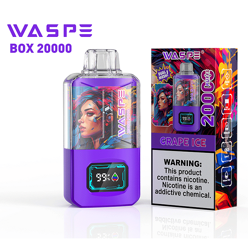 WASPE 20000 20K Puffs 0% 2% 3% 5% Nicotina Pantalla LCD Recargable Vape Desechable