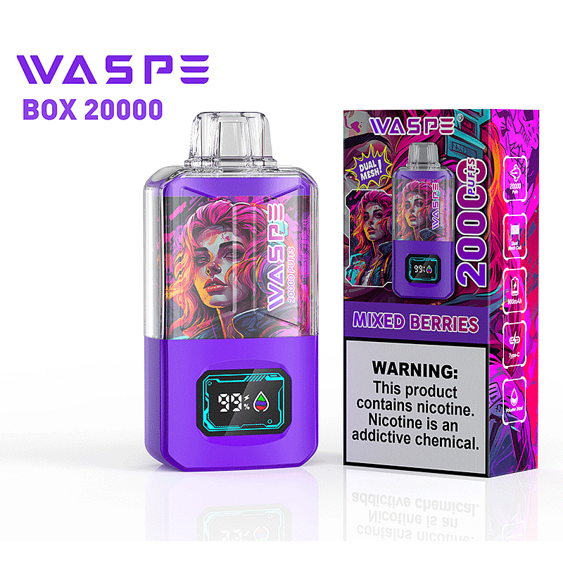 WASPE 20000 20K Puffs 0% 2% 3% 5% Nicotina Pantalla LCD Recargable Vape Desechable