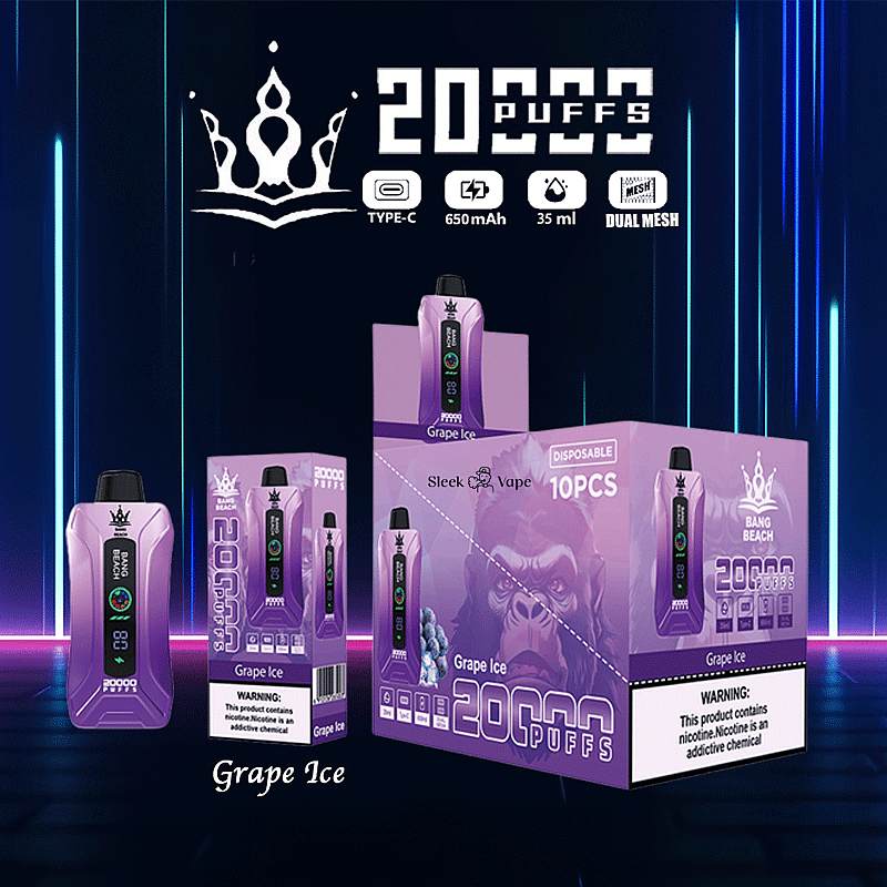 Bang Beach 20000 20K Puffs 0% 2% 3% 5% Nikotin Neue LED-Anzeige Einweg Vape