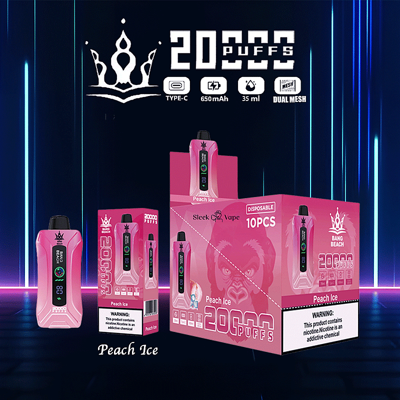 Bang Beach 20000 20K Puffs 0% 2% 3% 5% Nikotin Neue LED-Anzeige Einweg Vape