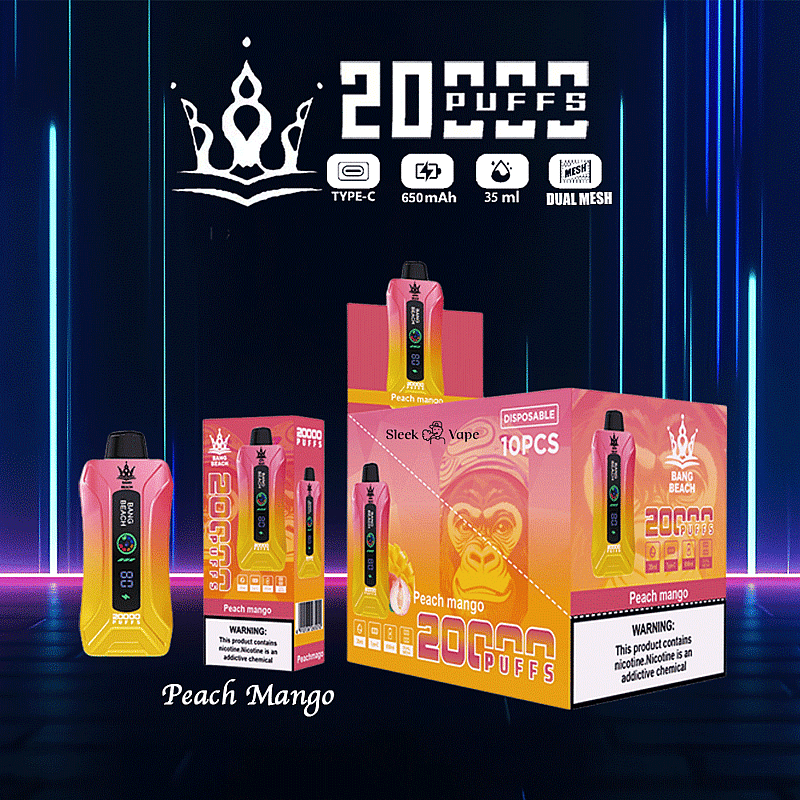 Bang Beach 20000 20K Puffs 0% 2% 3% 5% Nikotin Neue LED-Anzeige Einweg Vape