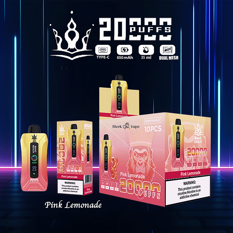 Bang Beach 20000 20K Puffs 0% 2% 3% 5% Nikotin Neue LED-Anzeige Einweg Vape