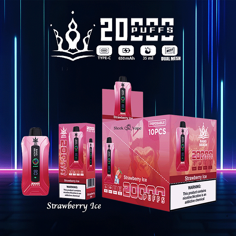 Bang Beach 20000 20K Puffs 0% 2% 3% 5% Nikotin Neue LED-Anzeige Einweg Vape