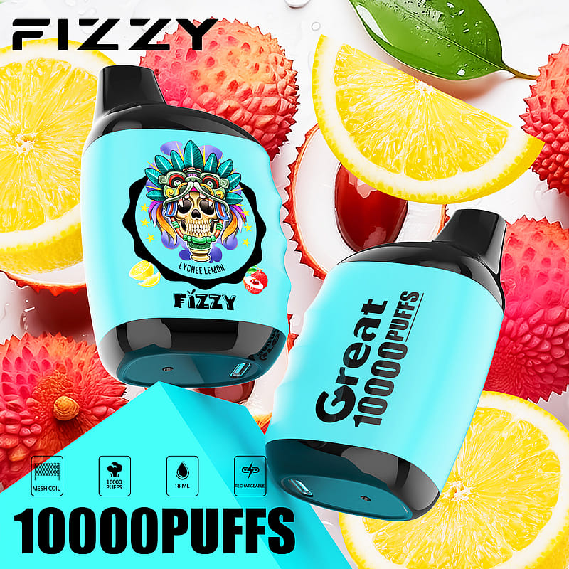Fizzy Great Compact Mesh Coil Disponibel Vape Lychee citronsmak med elegant design, kompakt storlek och avancerad mesh coil-teknik för förbättrad smak och vaping-upplevelse.