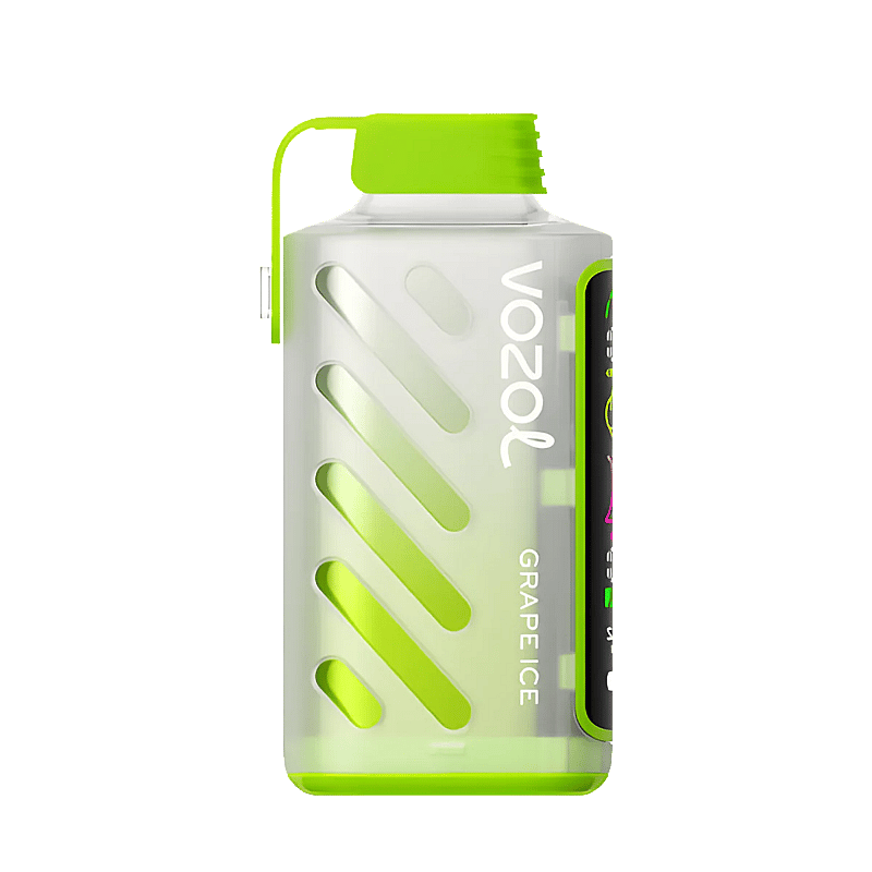VOZOL Gear Power 20000 usa e getta al gusto Grape Ice su sfondo bianco, con un design elegante e compatto con accenti viola, che enfatizza il suo sapore fruttato e l'elevata capacità di soffio.