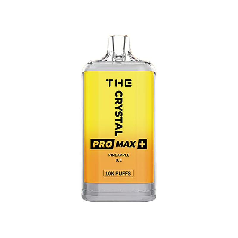 WGA Crystal Pro Max Extra 10000 Puffs Disposable Vape in Pineapple Ice flavor displayed against a crisp white background, available now at sleekvape.com.