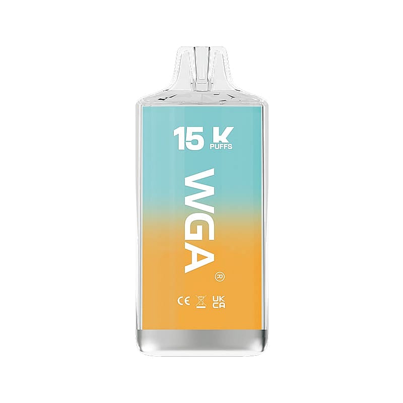 WGA Crystal Pro Max Extra 15K disposable vape in Pineapple Ice flavor, offering 15,000 puffs with a sleek design, displayed against a white background with vibrant pineapple and icy blue accents.