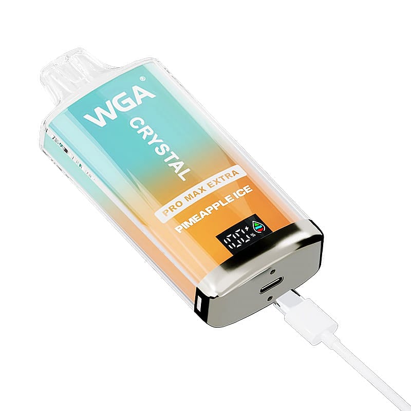 Pineapple Ice Crystal Pro Max Extra vape by WGA offering 15000 puffs in a sleek, yellow container, providing a refreshing and exotic vaping experience.