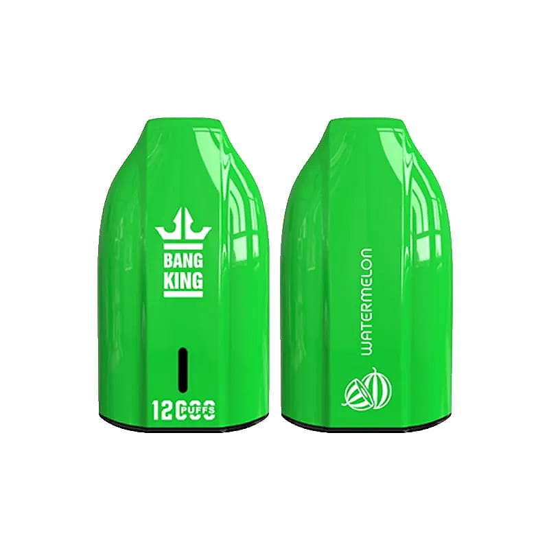 Two bright green disposable vape devices with 'Bang King' branding and watermelon flavor indication.