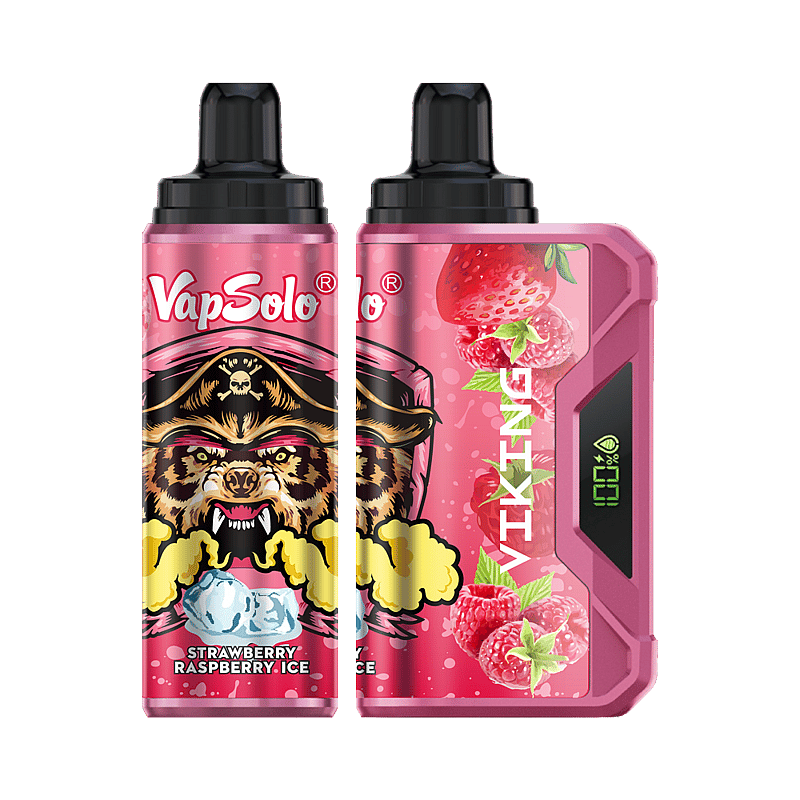 VapSolo Viking 12K Puffs Disposable Vape erbjuder justerbart luftflöde, LCD-skärm, Type-C snabbladdning och mesh coil-teknik för smakfull vaping.
