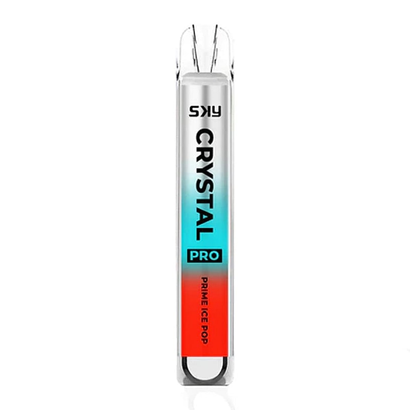 SKY Crystal Pro vape device with a gradient blue and red design, labeled "Prime Ice Pop."