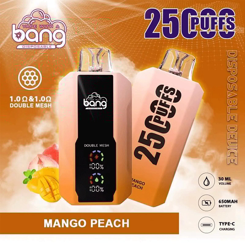 Bang 25000 25k Puffs 0% 2% 3% 5% Nicotina Nueva Pantalla LED Vape Desechable