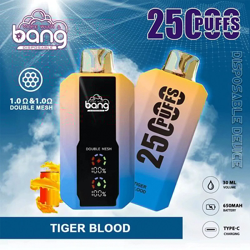 Bang 25000 25k Puffs 0% 2% 3% 5% Nicotina Nueva Pantalla LED Vape Desechable