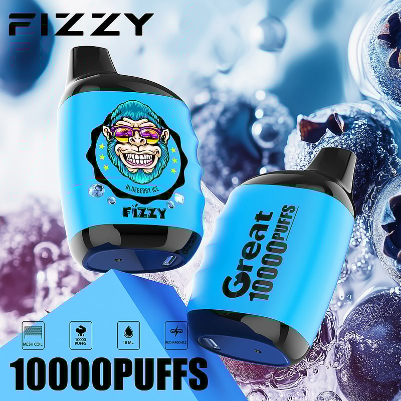 Compact mesh coil disposable vape in blueberry ice flavor, featuring a sleek, colorful design for a refreshing vaping experience.