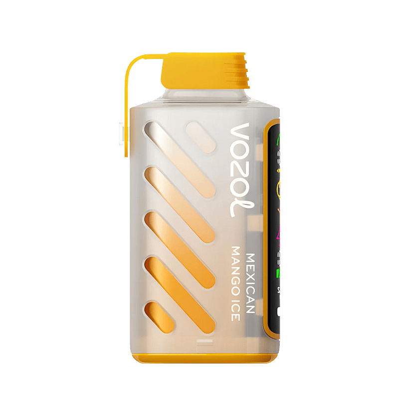 VOZOL Gear Power 20000 Vapeador Desechable en sabor Mexican Mango Ice, diseño elegante y compacto con un embalaje vibrante que muestra la combinación de mango tropical y mentol helado, perfecto para vapear sobre la marcha.