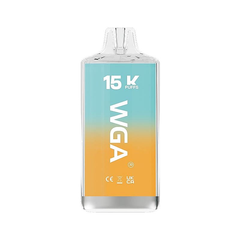 WGA Crystal Pro Max Extra 15K disposable vape in Pineapple Ice flavor, offering 15,000 puffs with a sleek design, displayed against a white background with vibrant pineapple and icy blue accents.