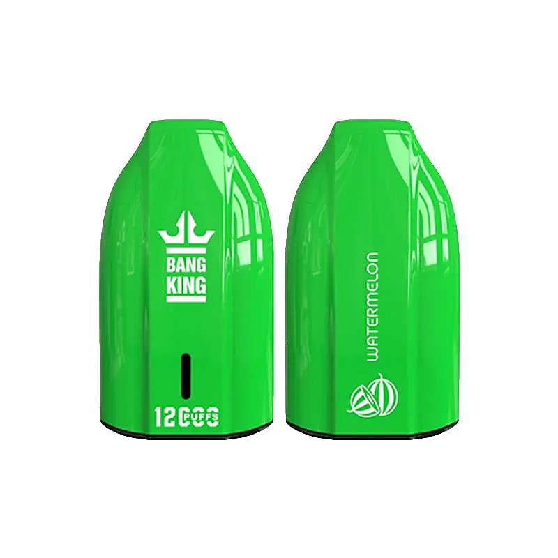 Two bright green disposable vape devices with 'Bang King' branding and watermelon flavor indication.